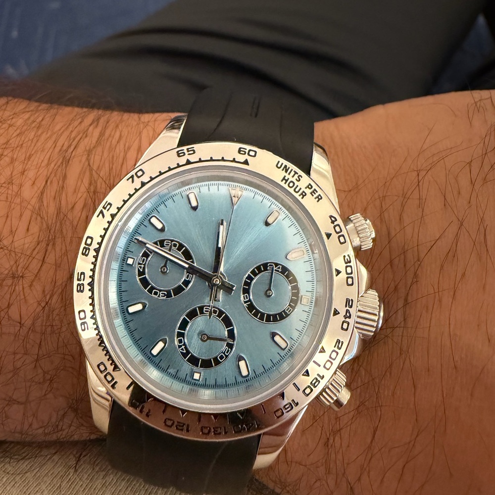 Blue Dial Chronograph Men's Watch with Black Strap